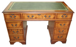 Green yew pedestal desk